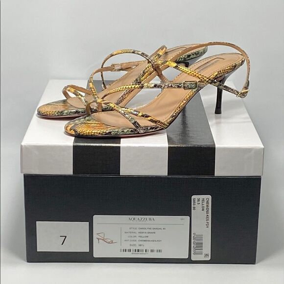 Aquazzura Carolyne Snakeskin Strappy Sandals size 36.5 - Picture 10 of 12